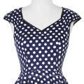 Grace Karin Stock sans manches V-Neck Polka Dots Pattern Navy Cotton Retro Vintage Dress CL007600-7